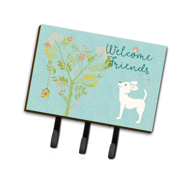 Carolines Treasures Welcome Friends White Chihuahua Leash or Key Holder, 6 x 2 x 9 in. BB7629TH68 - main